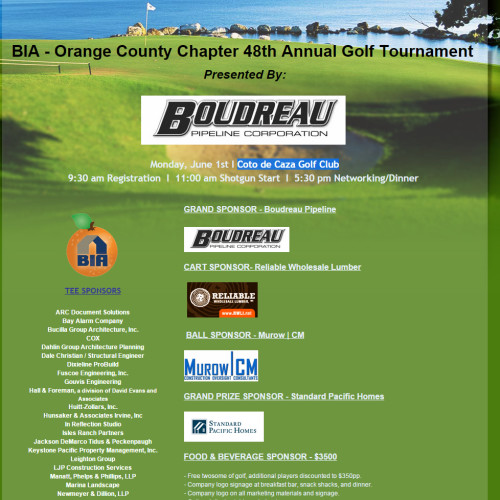 BIA/OC 48th Annual Golf Tournament presented by Boudreau Pipeline